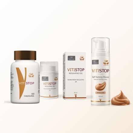 Vitistop kompletný balík – gél + 60 tabliet + samoopaľovacia pena